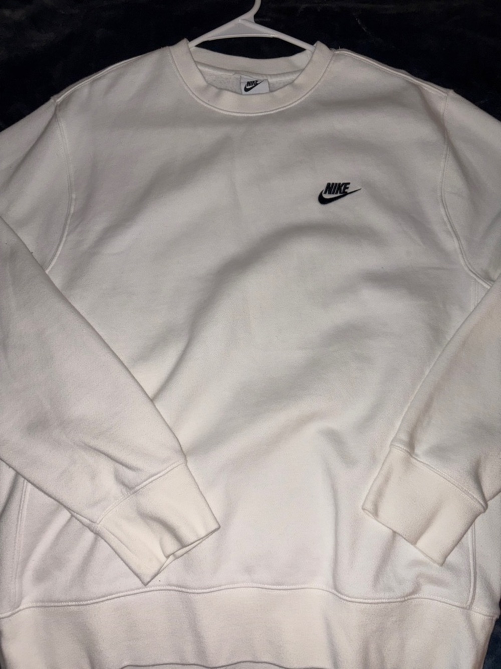 Nike Men’s Off-White Crewneck Sweatshirt with Black Logo